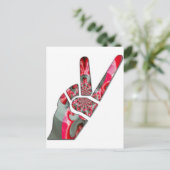 Macht in de palm: de groet met twee vingers briefkaart (Staand voorkant)
