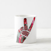 Macht in de palm: de groet met twee vingers koffiemok (Center)