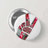 Macht in de palm: de groet met twee vingers ronde button 5,7 cm (Voorkant /achterkant)