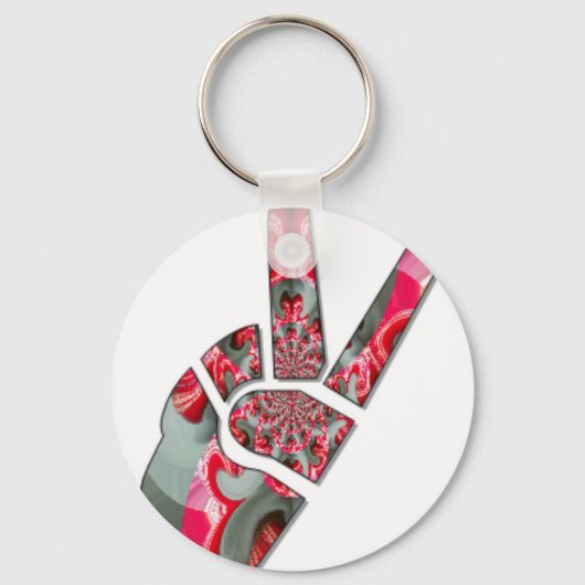 Macht in de palm: de groet met twee vingers sleutelhanger (Voorkant)