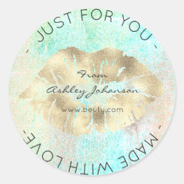 Macht met liefde Tiffany Gold Ocean Makeup Lips Ki Ronde Sticker