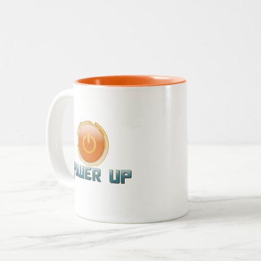 Macht omhoog tweekleurige koffiemok (Voorkant links)