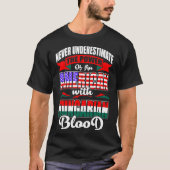 Macht van een Amerikaan met een Hongaars bloedshir T-shirt (Voorkant)