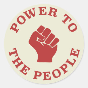 macht voor de bevolking ronde sticker