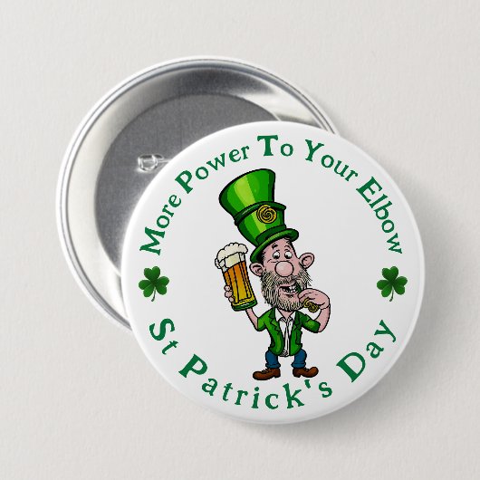Macht voor je elleboog - St Patrick's Day Button (Voorkant /achterkant)