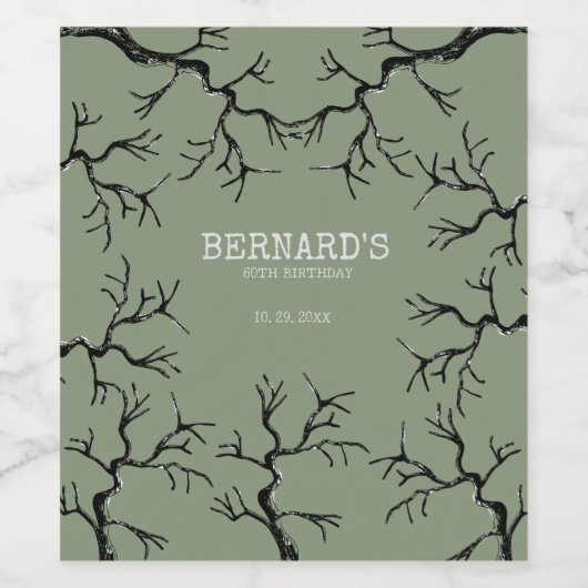 Machtig als de eiken spooky volwassen verjaardag wijn etiket (Enkel label)