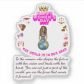 Machtigd om een gelukkige internationale vrouwenda sticker (Voorkant)