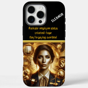 Machtige advocaat te midden van gouden symbolen iPhone 16 pro max hoesje