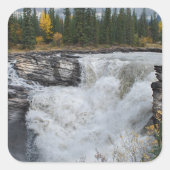 Machtige Athabasca – Jasper Waterval Vierkante Sticker (Voorkant)