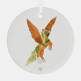Machtige Belgische Pegasus Vintage Carrouselpaard Glas Ornament