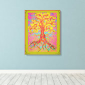 Machtige kleurrijke boom canvas afdruk (Insitu (Houten vloer))