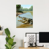Machtige krokodil in de rivier poster (Thuiskantoor)