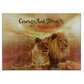 Machtige Leeuw en Leeuwin glas snijplank (Voorkant)