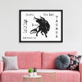 Machtige Taurus de Stier Zodiac Canvas Afdruk (Insitu (Woonkamer))