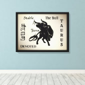 Machtige Taurus de Stier Zodiac Canvas Afdruk (Insitu (Houten vloer))