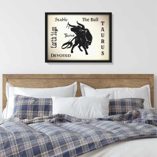 Machtige Taurus de Stier Zodiac Canvas Afdruk (Insitu (Slaapkamer))