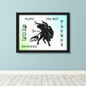 Machtige Taurus de Stier Zodiac Canvas Afdruk (Insitu (Houten vloer))