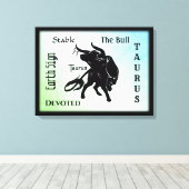 Machtige Taurus de Stier Zodiac Canvas Afdruk (Insitu (Houten vloer))