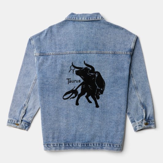 Machtige Taurus de Stier Zodiac Denim Jacket (Achterkant)