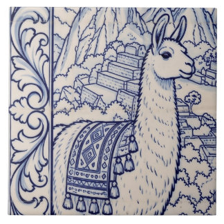 Machu Picchu Azulejo-mozaïek 3 van 6 Midden Links Tegeltje