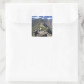 Machu Picchu bekeken vanuit de Huayna Picchu-piek; Vierkante Sticker (Tas)