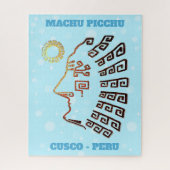 Machu Picchu Cusco Peru Kunst op lichtblauw Legpuzzel (Verticaal)