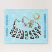 Machu Picchu Cusco Peru Kunst op lichtblauw Legpuzzel (Horizontaal)