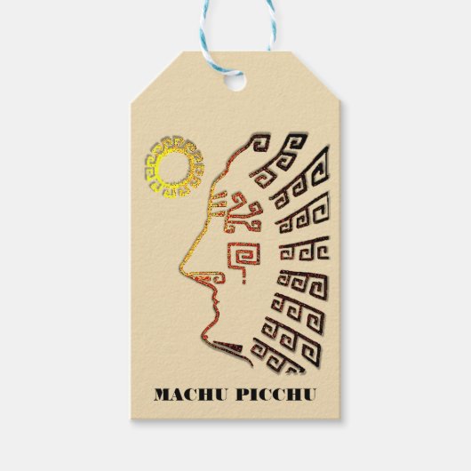 Machu Picchu Cusco Peru op beige cadeaukaartjes Cadeaulabel (Voorkant)