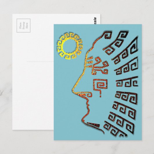 Machu Picchu Cusco Peru op lichtblauw Briefkaart (Voorkant / Achterkant)