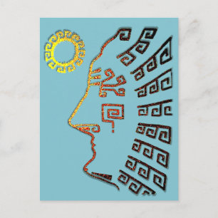 Machu Picchu Cusco Peru op lichtblauw Briefkaart