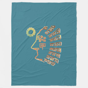 Machu Picchu Cusco Peru Tekening op Blauwgroen Fleece Deken