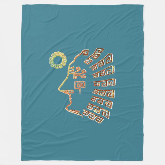 Machu Picchu Cusco Peru Tekening op Blauwgroen Fleece Deken (Voorkant)