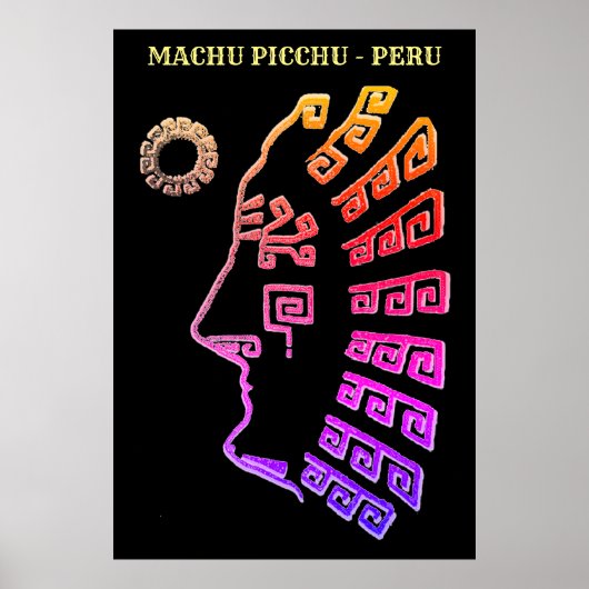 Machu Picchu Cusco Peru Tekening Poster (Voorkant)