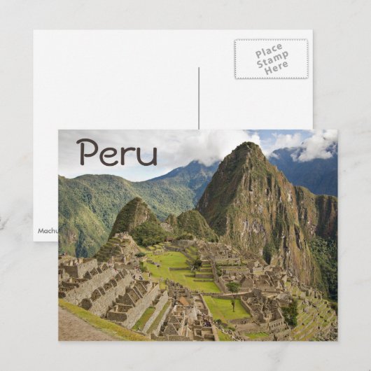 Machu Picchu, hoofdstad van het Peru-briefkaart Briefkaart (Voorkant / Achterkant)