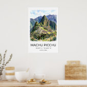 Machu Picchu Kunstprint - Blauwe Nevelige Landscha Poster (Keuken)