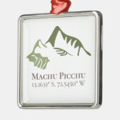 Machu Picchu Latitude & Lengtegraad Metalen Ornament (Links)