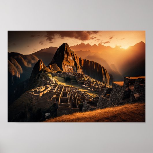 Machu Picchu op zonsondergang - Verbluffend Poster (Voorkant)