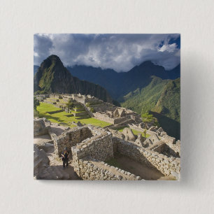 Machu Picchu, oude ruïnes, UNESCO werelderfgoed 3 Vierkante Button 5,1 Cm