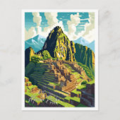 Machu Picchu Peru Art vintage reisillustratie Briefkaart (Voorkant)