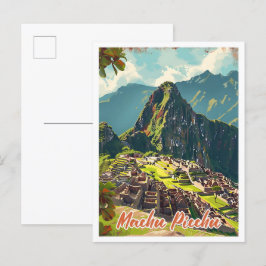 Machu Picchu Peru Artistieke Reis Illustratie Briefkaart
