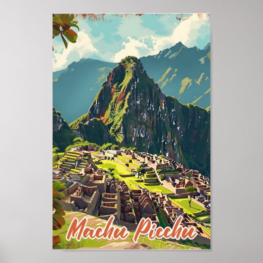 Machu Picchu Peru Artistieke Reis Illustratie Poster (Voorkant)