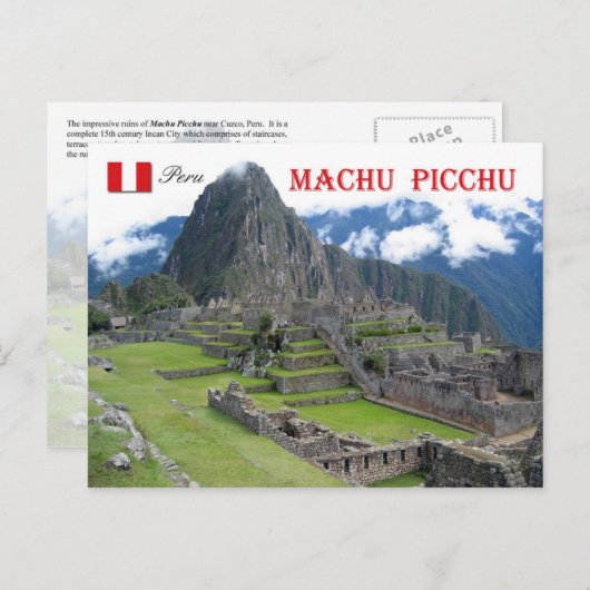Machu Picchu, Peru Briefkaart (Voorkant / Achterkant)