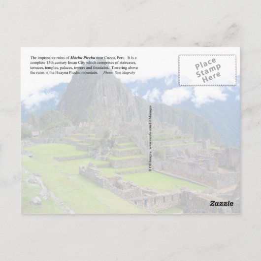 Machu Picchu, Peru Briefkaart (Achterkant)