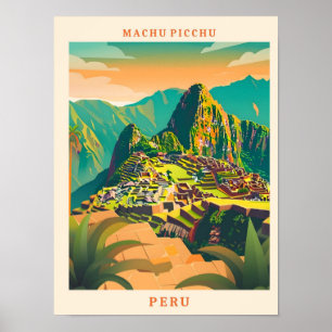 Machu Picchu Peru Elegante Kunst Vintage Reizen Poster