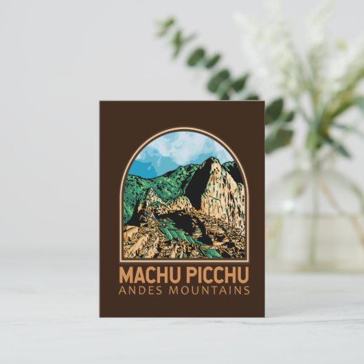 Machu Picchu Peru Emblem Briefkaart (Staand voorkant)