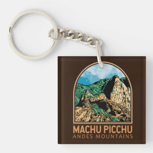 Machu Picchu Peru Emblem Sleutelhanger (Voorkant)