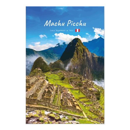 Machu Picchu, Peru - Inca Citadel Ruïnes Foto Afdruk (Voorkant)