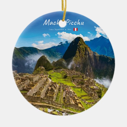 Machu Picchu, Peru - Inca Citadel Ruïnes Keramisch Ornament (Voorkant)