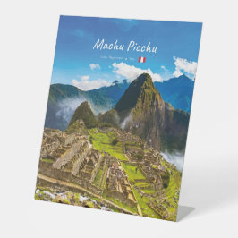 Machu Picchu, Peru - Inca Citadel Ruïnes Reclamebord Met Voetstuk