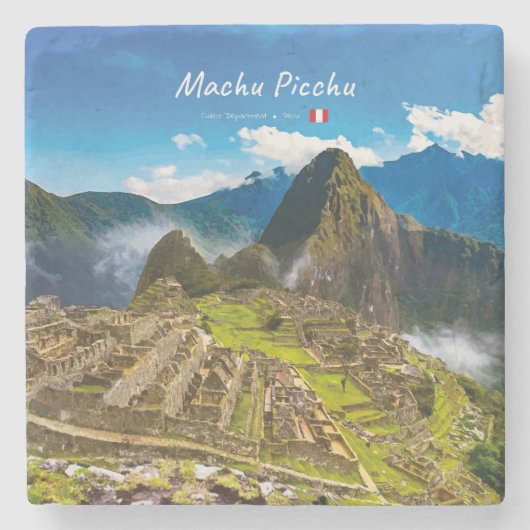Machu Picchu, Peru - Inca Citadel Ruïnes Stenen Onderzetter (Voorkant)
